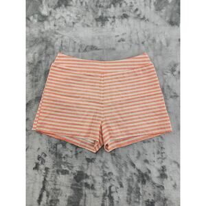 Bo Bel Striped High Waist Shorts Size L Peach Cream Exposed Back Zipper Cotton